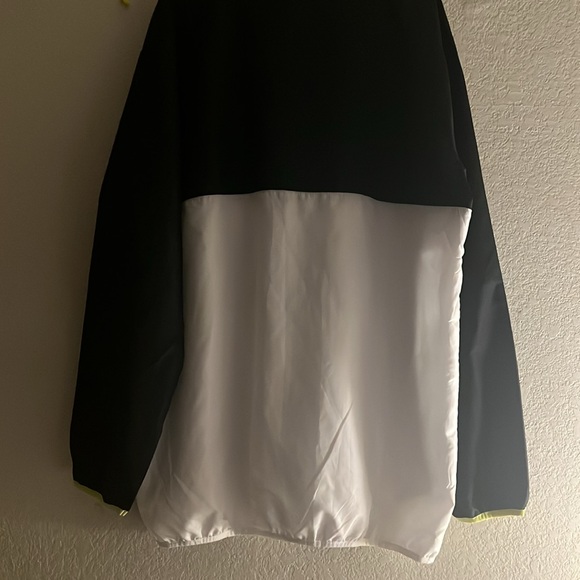 NWT XL MENS/UNISEX PULLOVER WINDBREAKER WITH QTR ZIPPER KANGAROO POCKET BLK/WHT - Picture 6 of 6